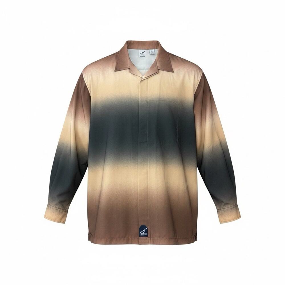 Vintage Karl Kani Shirt Mens 2XL Ombre Black Tan Brown Long Sleeve Button Up Y2K
